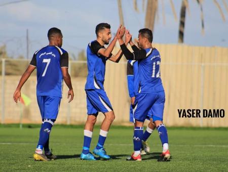 احتفال لاعبي الأقصى بالهدف